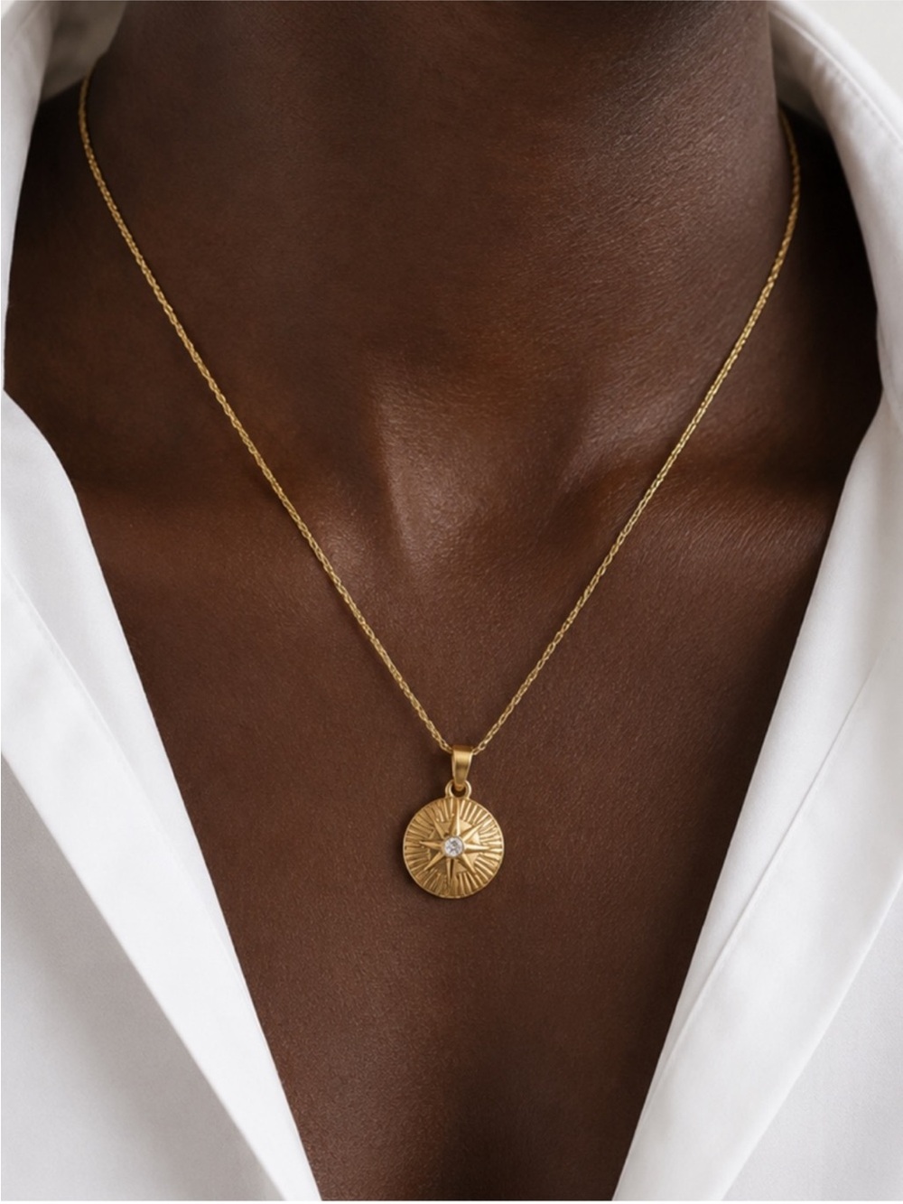 New! 24k Gold Plated North Star Pendant Necklace